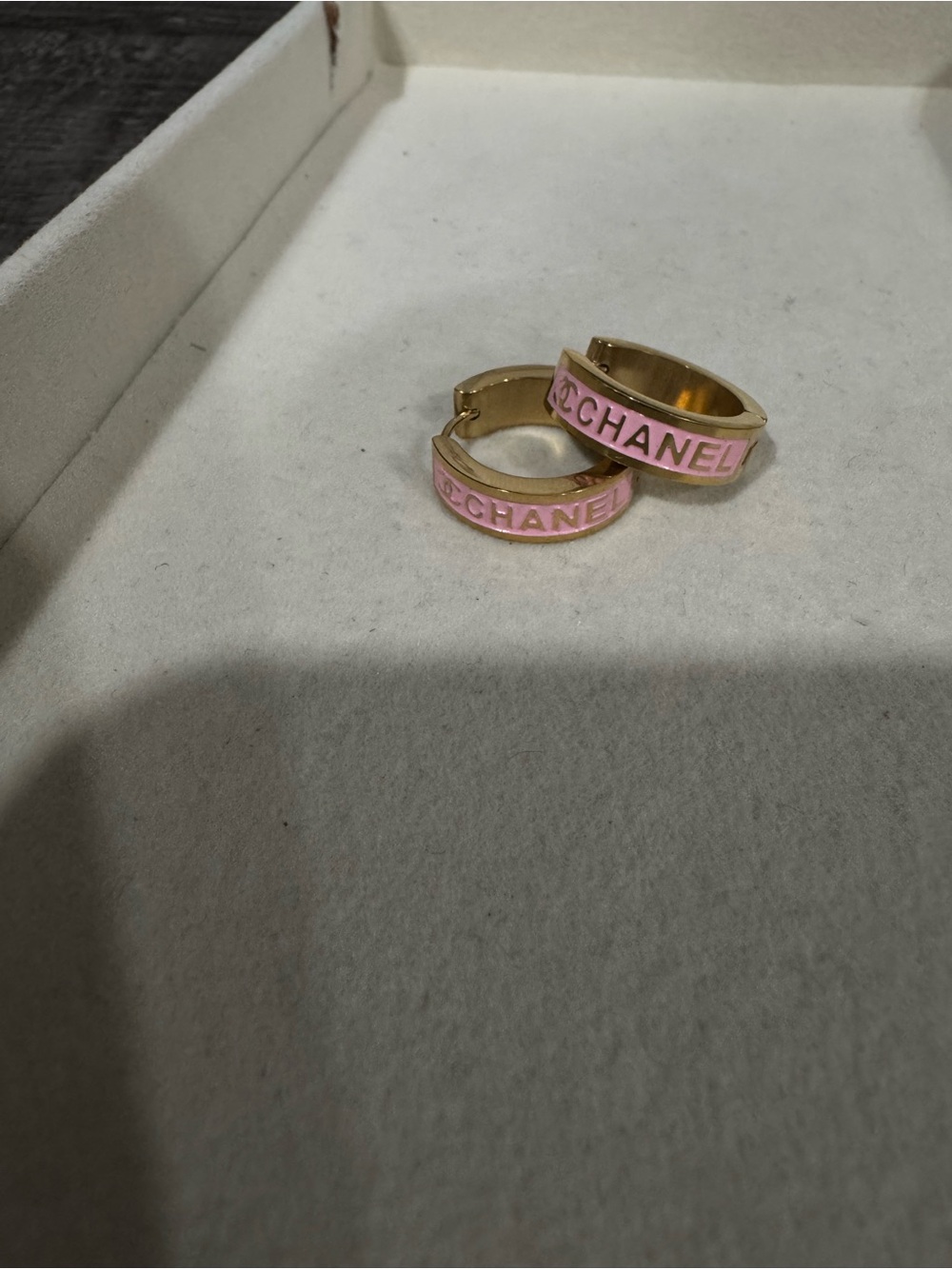 Pink & gold small round hoops